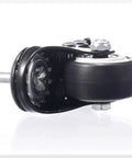 Side view of 1.5 Inch Caster Wheels Set Of 4 Heavy Duty Swivel Casters With Brakes M6 X 15mm Threaded Stem PU Non Marring Wheels 360 Degree