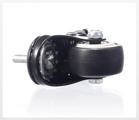 Side view of 1.5 Inch Caster Wheels Set Of 4 Heavy Duty Swivel Casters With Brakes M6 X 15mm Threaded Stem PU Non Marring Wheels 360 Degree