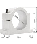 Beast 1.5KW 220V ER11 CNC Spindle Motor With Air Cooling 80mm Clamp Bracket with detailed dimensions displayed
