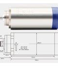 Diagram and image of Beast 1.5KW 220V ER11 CNC Spindle Motor With Air Cooling, highlighting dimensions and 80mm clamp bracket.