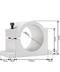Beast 1.5KW 220V ER11 CNC Spindle Motor With Air Cooling, 80mm Clamp Bracket, precise dimensions displayed