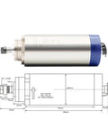 Front view of Beast 1.5KW 220V ER11 CNC Spindle Motor With Air Cooling and diagram, showing 80mm bracket and detailed measurements.