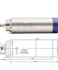 ER11 Air Cooled Spindle 1.5 Kilowatt Woodworking Spindle Motor 24000rpm With 65 By 204mm Size, blueprint and photo