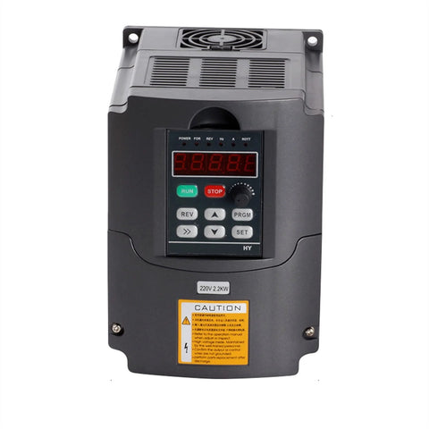Front view of 220V VFD Inverter from Beast 1.5kW Air Cooled CNC Spindle Kit With 65mm Clamp, digital display and control interface