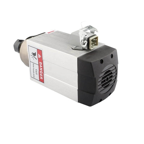 1.5kW NC Square Spindle Motor For CNC Milling, ER20 Chuck, air cooled, front view with rugged build for precision aluminum milling