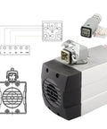 1.5kW NC Square Spindle Motor For CNC Milling, ER20 Chuck, 4 Bearing High Speed Spindle, Dual 220V/380V Voltage, Air Cooled CNC Spindle