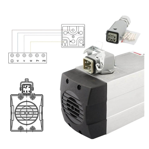 1.5kW NC Square Spindle Motor For CNC Milling, ER20 Chuck, 4 Bearing High Speed Spindle, Dual 220V/380V Voltage, Air Cooled CNC Spindle