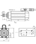 Technical diagram of 1.5kW NC Square Spindle Motor For CNC Milling, ER20 Chuck, 4 Bearing High Speed Spindle, Dual 220V/380V Voltage, Air Cooled CNC Spindle With Rugged Build And Smooth, Quiet Operation For Precise Aluminum And Steel Milling