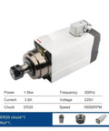1.5kW NC Square Spindle Motor For CNC Milling, ER20 Chuck, dual 220V/380V voltage, air-cooled design for precise milling.