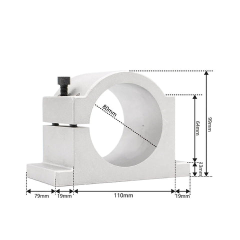 80mm CNC spindle bracket, part of Dope 1.5kW ER16 Air Cooled Spindle Motor Kit With 80x200mm Size, Four Bearings, 0.01mm Runout.
