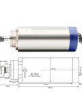 1.5kW ER11 Air Cooled CNC Spindle with 80mm Shaft and 4 Bearings, Aluminum Housing, Diagram and Dimensions