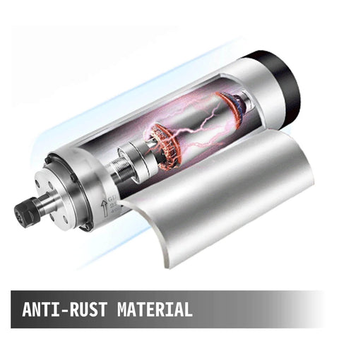 1.5KW Air Cooled Spindle Motor With Four Bearings ER11 ER20 Collets, showing internal components and anti-rust material, for CNC Router