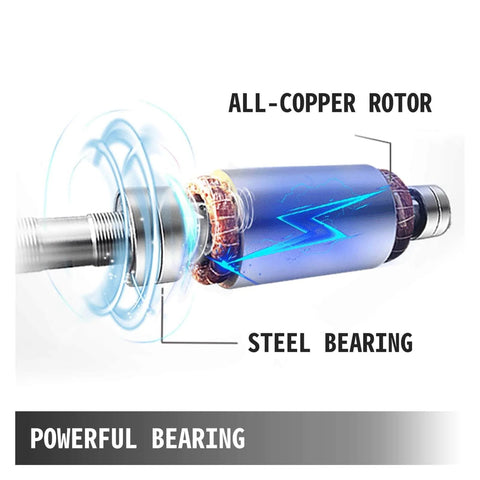 1.5KW Air Cooled Spindle Motor With Four Bearings ER11 ER20 Collets for CNC, showing all-copper rotor and steel bearing inside view.