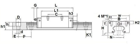 15mm 42.5 Rail Guideway System Square Slide Unit Linear Motion - VXB Ball Bearings