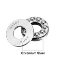 Thrust Ball Bearing Set 15mm Bore 28mm Outer Diameter 9mm Width Chrome Steel ABEC3 shown in close-up, highlighting chromium steel.