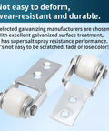 8 Pack 15mm Diameter Wheel Sliding Door Track Guide Rollers for Smooth Sliding Doors with metal frame and white wheels.