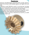 15T Copper Bevel Gear Wheel 0.8 Modulus 3mm Bore 10mm OD with assembly features listed