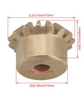 15T Copper Bevel Gear Wheel 0.8 Modulus 3mm Bore 10mm OD side view with dimensions labeled