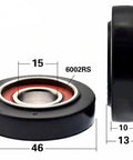 15x46x13mm Polyurethane Wheel Roller Bearing 10mm Black Tire - VXB Ball Bearings