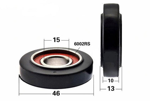 15x46x13mm Polyurethane Wheel Roller Bearing 10mm Black Tire - VXB Ball Bearings