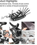 16-In-1 Bike Multitool For Quick Fixes, Portable Bicycle Repair Kit with hex keys, screwdrivers, socket wrenches, and more.