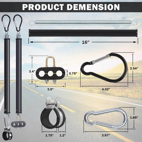 2 Pack 16 Inch Single Tender Spring Kits With 3 In One Hose Holder And 3 Hole Clamp Heavy Duty Air Line Kit dimensions.