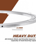 Close-up of 2 Pack 16 Inch Aluminum Lazy Susan Turntable Bearings showing 8.5mm thickness for heavy duty use.