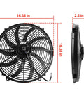 16 Inch Electric Radiator Cooling Fan 3000 RPM, 12 Volt Reversible Cooling Fan With Thermostat Wiring Switch Relay Kit, front and side view