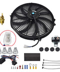 16 Inch Electric Radiator Cooling Fan 3000 RPM, 12 Volt Reversible Cooling Fan With Thermostat Wiring Switch Relay Kit, Black