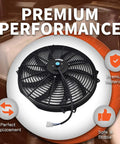 16 Inch Electric Radiator Cooling Fan 3000 RPM, 12 Volt Reversible Cooling Fan With Thermostat Wiring Switch Relay Kit, Black