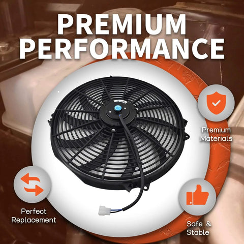 16 Inch Electric Radiator Cooling Fan 3000 RPM, 12 Volt Reversible Cooling Fan With Thermostat Wiring Switch Relay Kit, Black