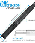 Diagram of 2 Pack 16 Inch Drawer Slides Side Mount Rails Heavy Duty Full Extension Ball Bearing Draw Slides size details.