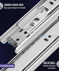 Close-up of 16 Inch Drawer Slides 1 Pairs (2pcs) Heavy Duty Full Extension Ball Bearing, featuring rubber crash pads and solid ball design.