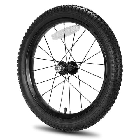 16 Inch Kids Bike Front Wheel Replacement with Air Rubber Tire, Black Steel Rim, Stainless Spokes, 3/8 inch axle, ready to ride