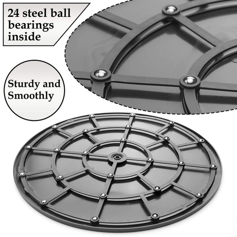 Bottom view of 16 Inch Lazy Susan Turntable Heavy Duty Rotating Swivel Stand with Steel Ball Bearings Non Slip Design, showing structure.