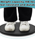 Person standing on 2 pack 16 inch lazy Susan turntables with 360 degree rotation heavy duty rotating stands featuring steel ball bearings