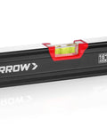 Front view of a 16-Inch Magnetic Torpedo Level With 3 High-Visibility Vials For 45 90 And 180 Degree Readings, Fluorescent Windows, Aluminum Alloy Body