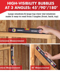 Collage showing 16-Inch Magnetic Torpedo Level With 3 High-Visibility Vials For 45 90 And 180 Degree Readings in use for measurements
