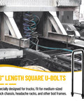 Complete 16 inch square bend U bolts kit in heavy duty steel with 6 inch tie plates, includes 4 U bolts, truck chassis installation