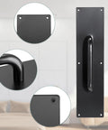Two Piece 16 Inch Stainless Steel Door Handle Pull And Push Plate Set in brushed black, heavy duty for home and office use.