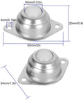 Dimensions of 16 Pack 5/8 Inch Nylon Ball Transfer Bearing Units with 360 Degree Rotation and stainless steel base.