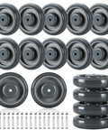 16 Pack 5 Inch Shopping Cart Replacement Wheels Kit With Double Ball Bearing TPU Silent Casters For Supermarkets Grey