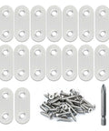 16 Pack Flat Plate Straight Brackets 40MM Stainless Steel Flat Metal Braces,Repair Bracket with Screws shown with included hardware
