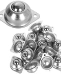 Sixteen Piece Five Eighth Inch Ball Transfer Bearings Set Flange Mounted Carbon Steel Heavy Duty 360 Degree Rotation Units