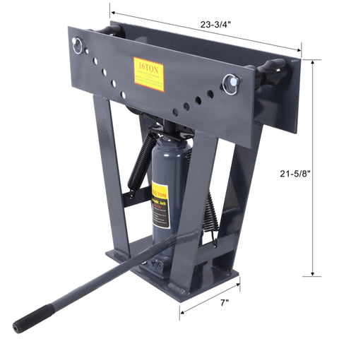 16 Ton Manual Hydraulic Pipe Bender With Eight Dies For One Half To Three Inch Pipes, Adjustable Rollers, gray steel frame