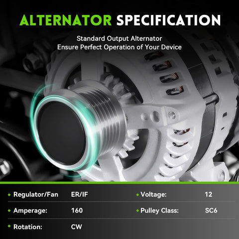 New 160 Amp Alternator Replacement For Dodge Grand Caravan Journey Avenger Town And Country Chrysler 200 Ram CV And VW Routan With V6 2011 Through 2020 12V High Output Plug N Play Auto Generator close-up