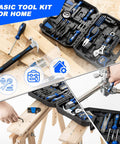 160-Piece Home Repair Tool Kit With Toolbox, Durable Chrome Steel Tools And TPR Grips in blue case, ideal for DIY projects