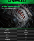Close-up of Upgraded 160 Amp Alternator For Chrysler Town And Country Dodge Grand Caravan Journey Ram C V 3.6L V6 Flex Gas 2011 2018 04801624AD 68272108AA All New Guaranteed showing grooves and coils.