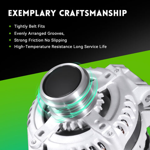 New 160 Amp Alternator Replacement For Dodge Grand Caravan Journey Avenger Town And Country Chrysler 200 Ram CV And VW Routan With V6 2011 Through 2020 12V High Output Plug N Play Auto Generator with highlighted craftsmanship features.