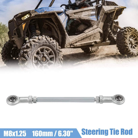 160mm Adjustable Steering Tie Rod Ball Joint with 8mm Hole for 49cc Electric ATV and Go Kart, Carbon Steel, Set of 2